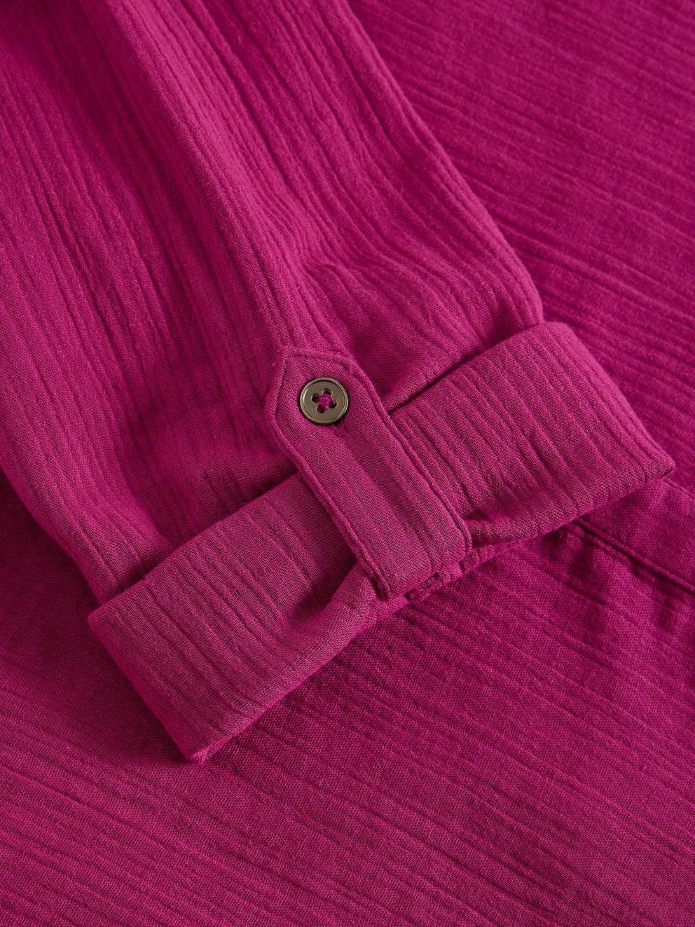 ANNIE DOUBLE CLOTH SHIRT in MID PLUM - FLAT DETAIL