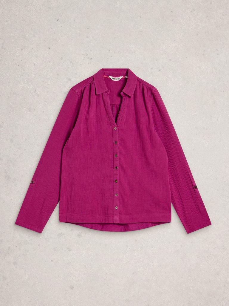 ANNIE DOUBLE CLOTH SHIRT in MID PLUM - FLAT FRONT