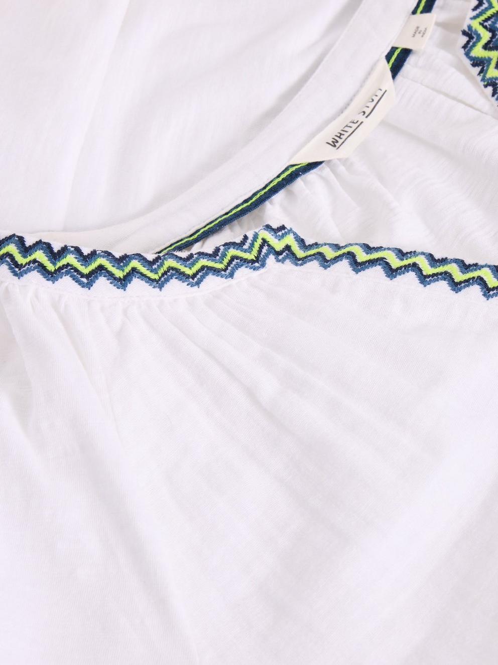 LUCIA EMBROIDERED TOP in WHITE MLT - FLAT DETAIL