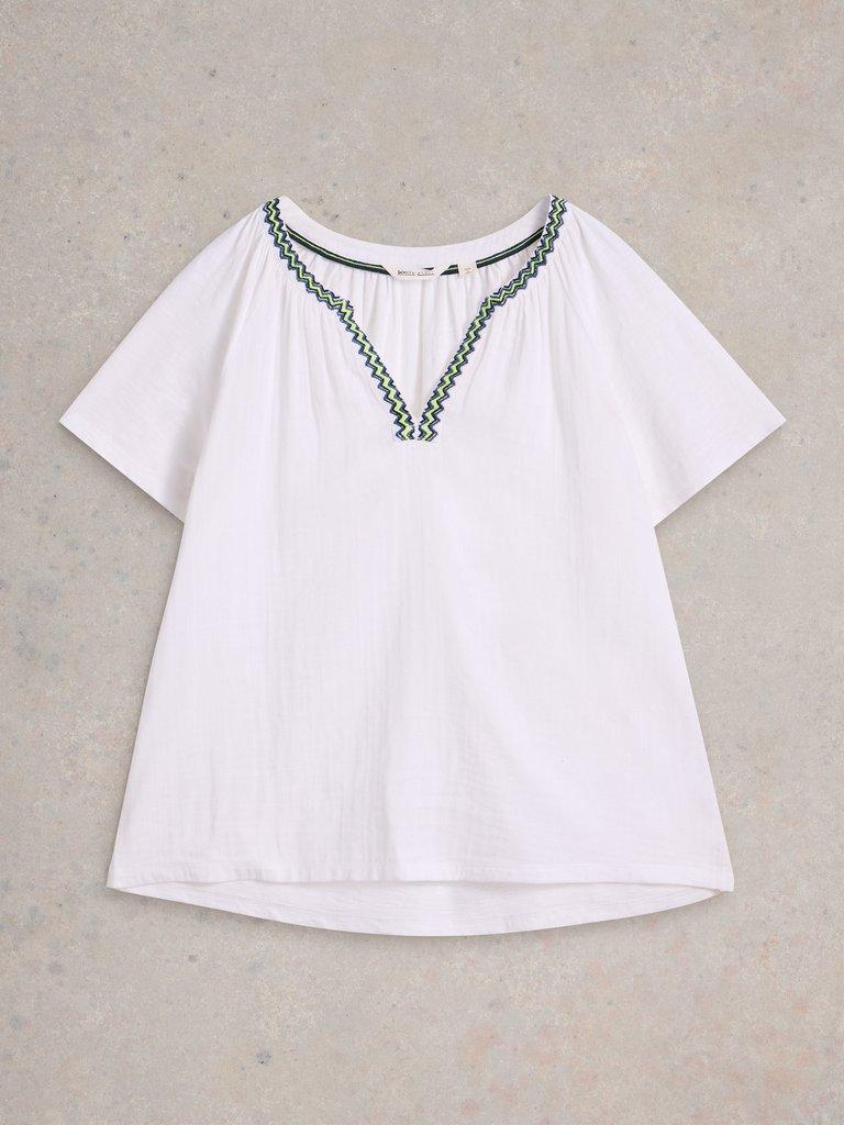 LUCIA EMBROIDERED TOP in WHITE MLT - FLAT FRONT