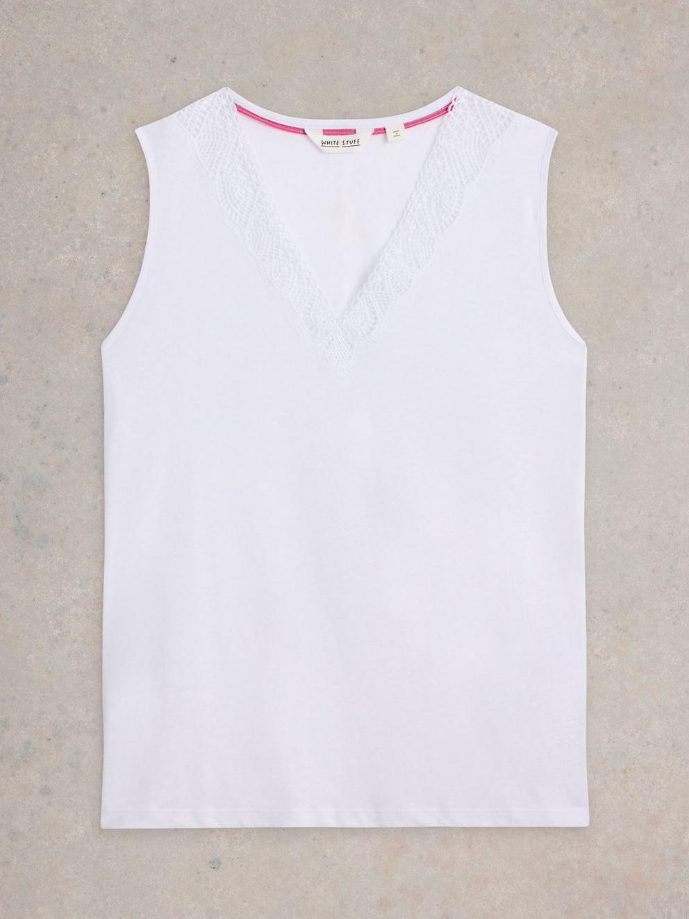 ELLIE LACE VEST in BRIL WHITE - FLAT FRONT