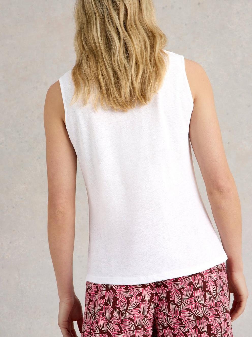ELLIE LACE VEST in BRIL WHITE - MODEL BACK