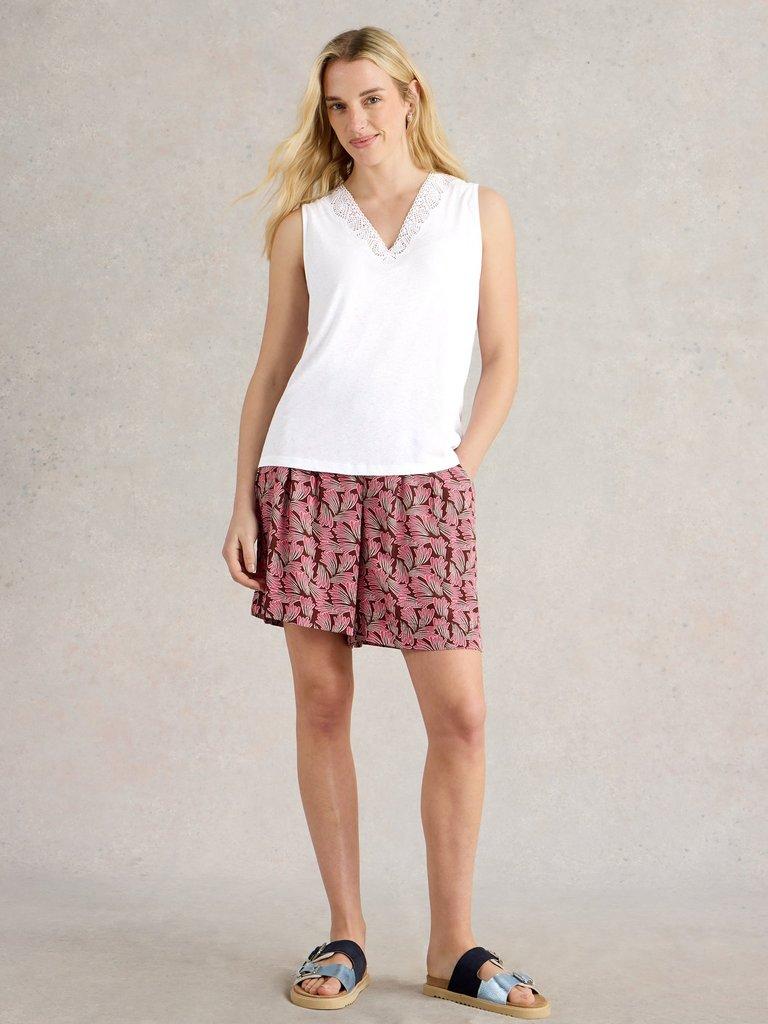 ELLIE LACE VEST in BRIL WHITE - MODEL FRONT