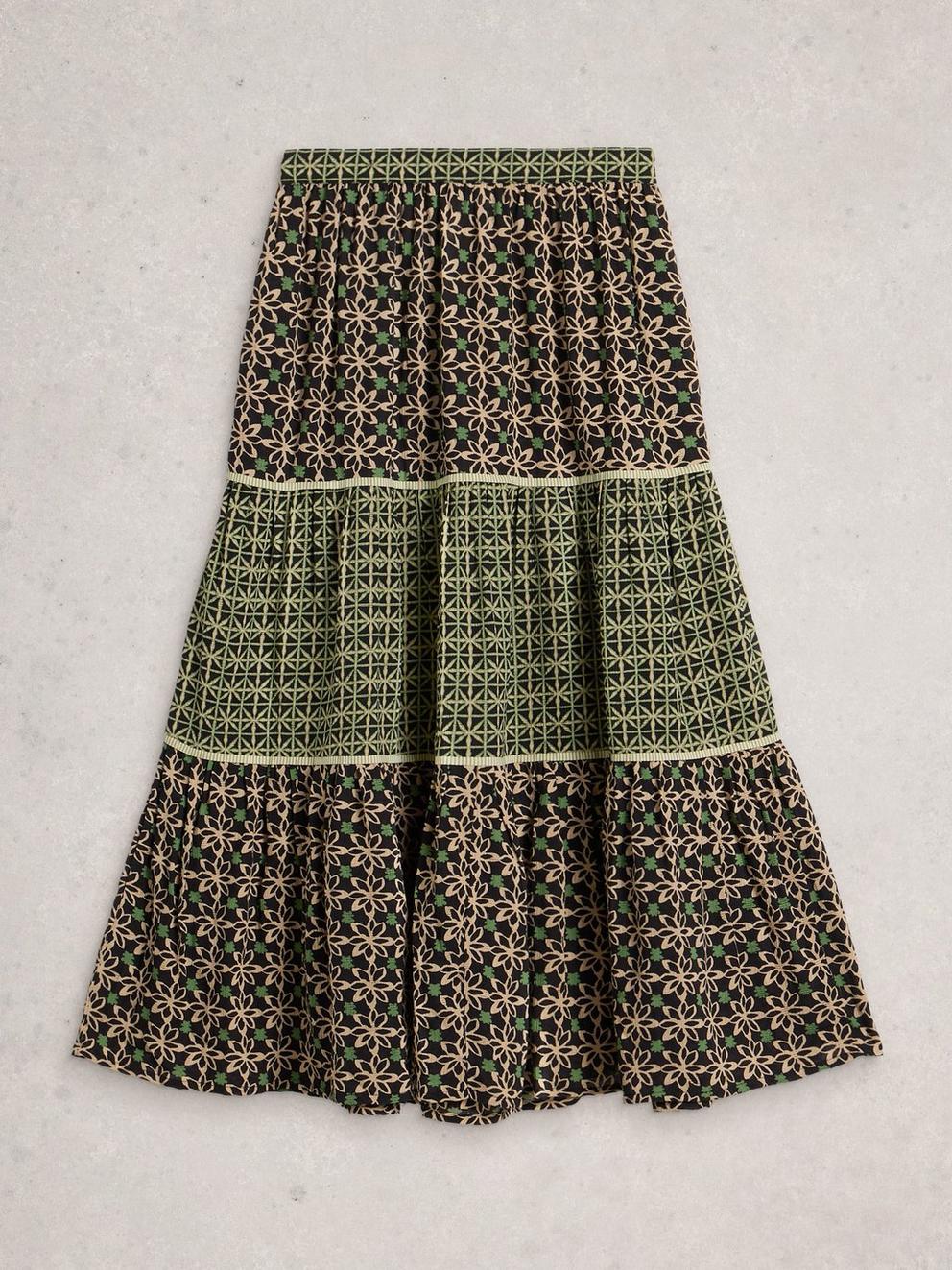 Mabel Mixed Printed Skirt in BLK MLT - FLAT FRONT