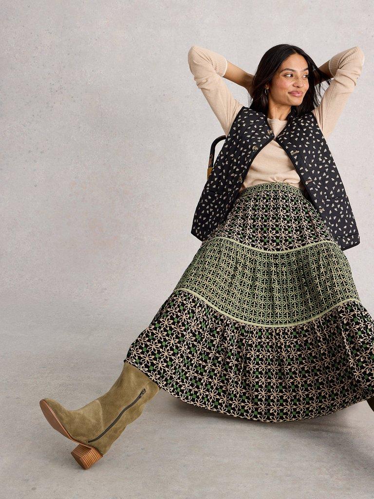 Mabel Mixed Printed Skirt in BLK MLT - LIFESTYLE