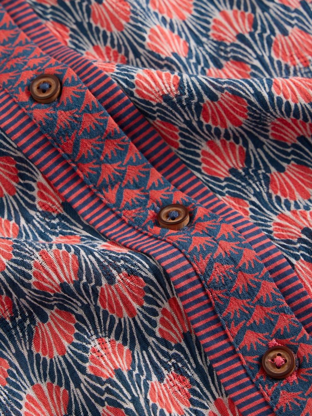 Mabel Mixed Printed Top in NAVY MULTI - FLAT DETAIL