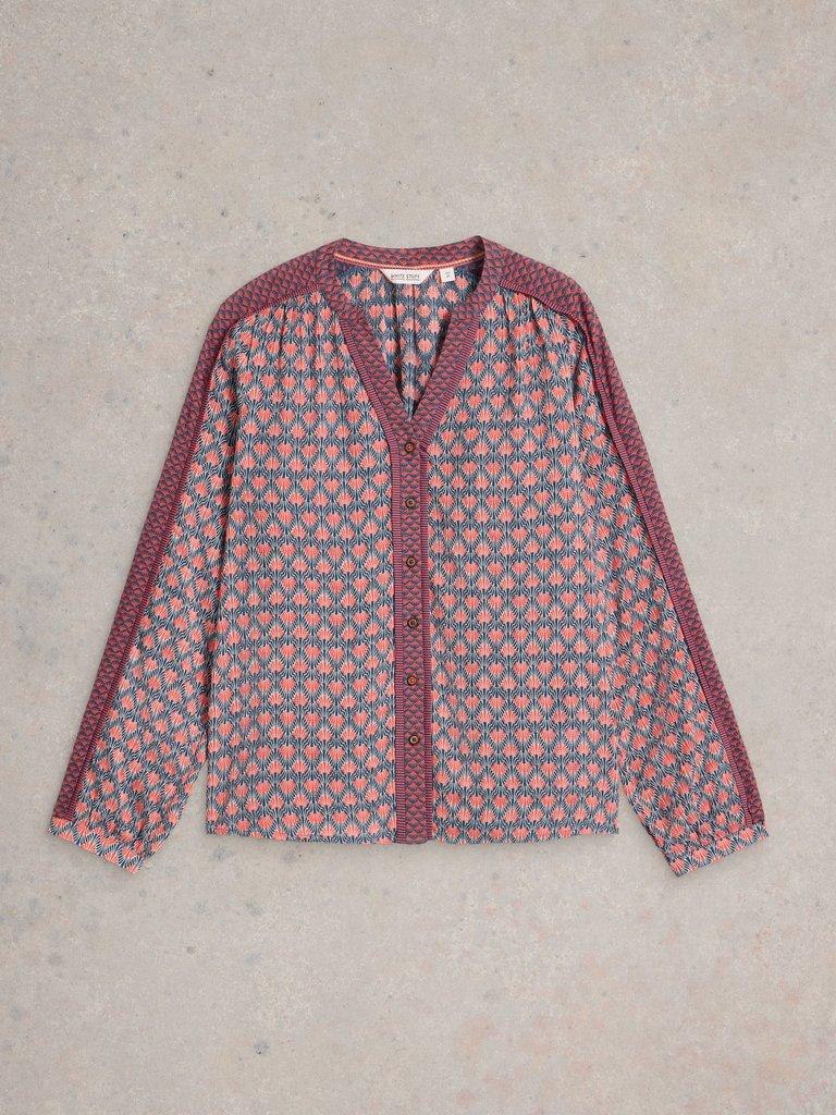 Mabel Mixed Printed Top in NAVY MULTI - FLAT FRONT