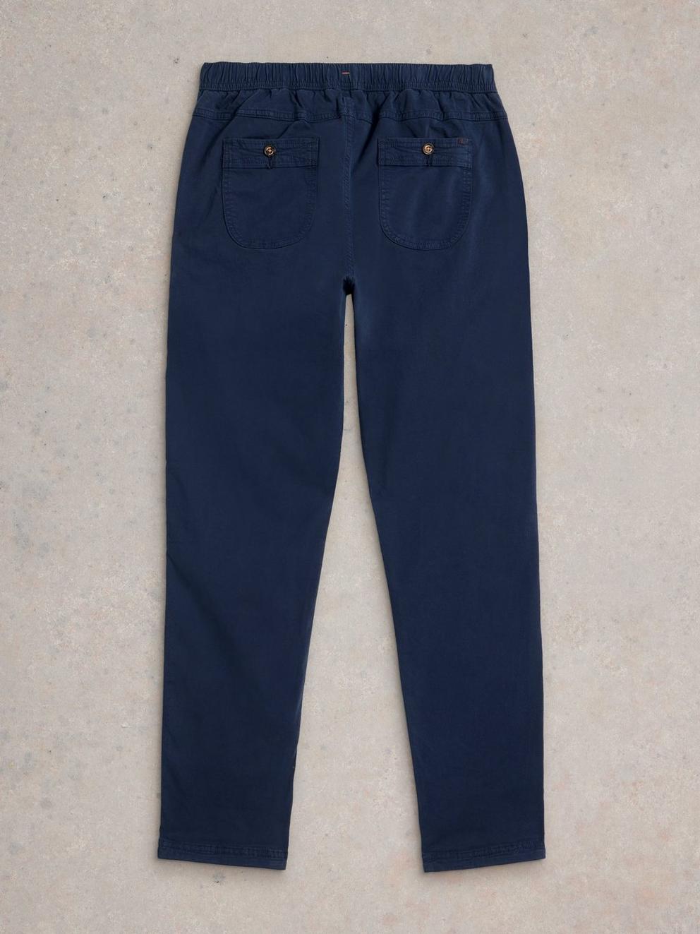 Sutton Drawstring Trouser in DARK NAVY - FLAT BACK