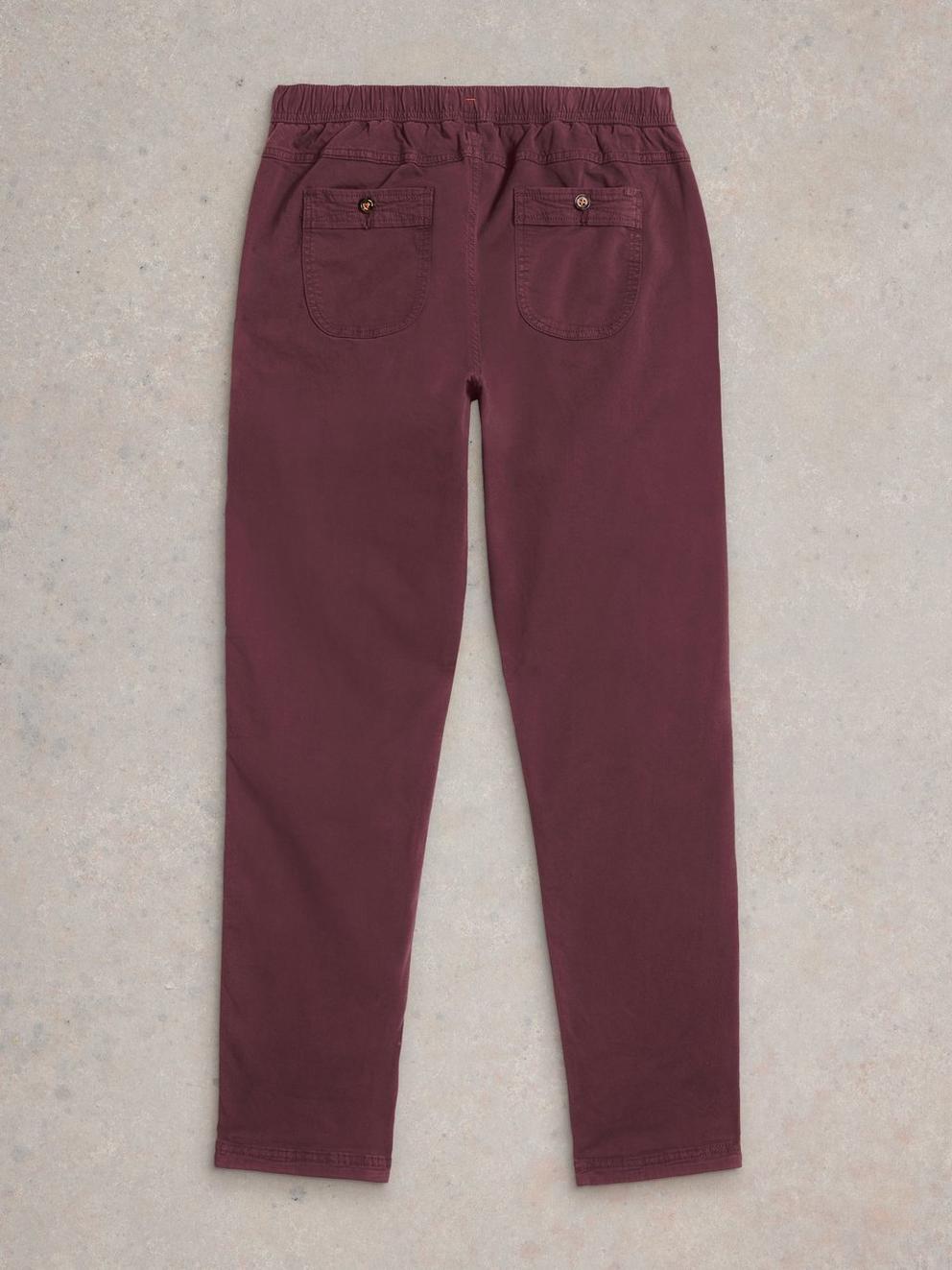 Sutton Drawstring Trouser in DK PLUM - FLAT BACK