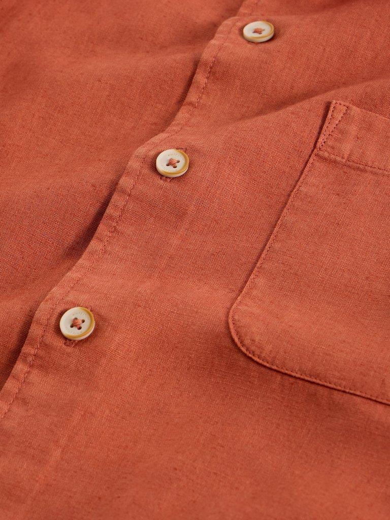 Ely Linen Cotton SS Shirt in DK ORANGE - FLAT DETAIL