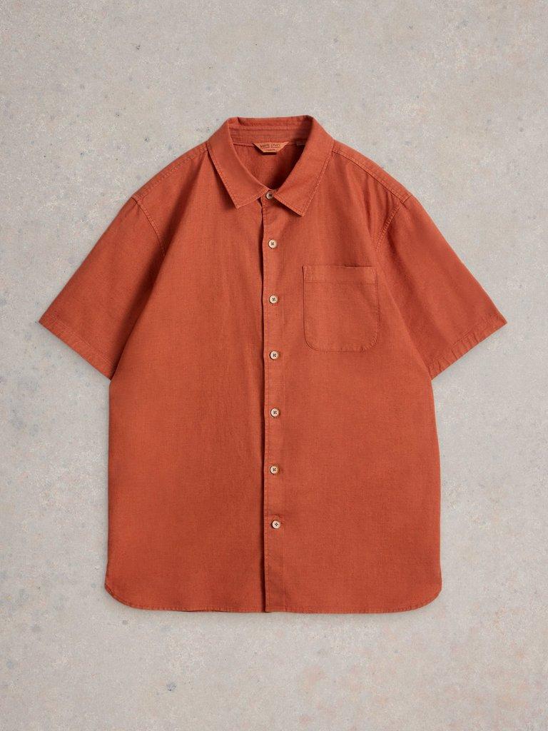 Ely Linen Cotton SS Shirt in DK ORANGE - FLAT FRONT
