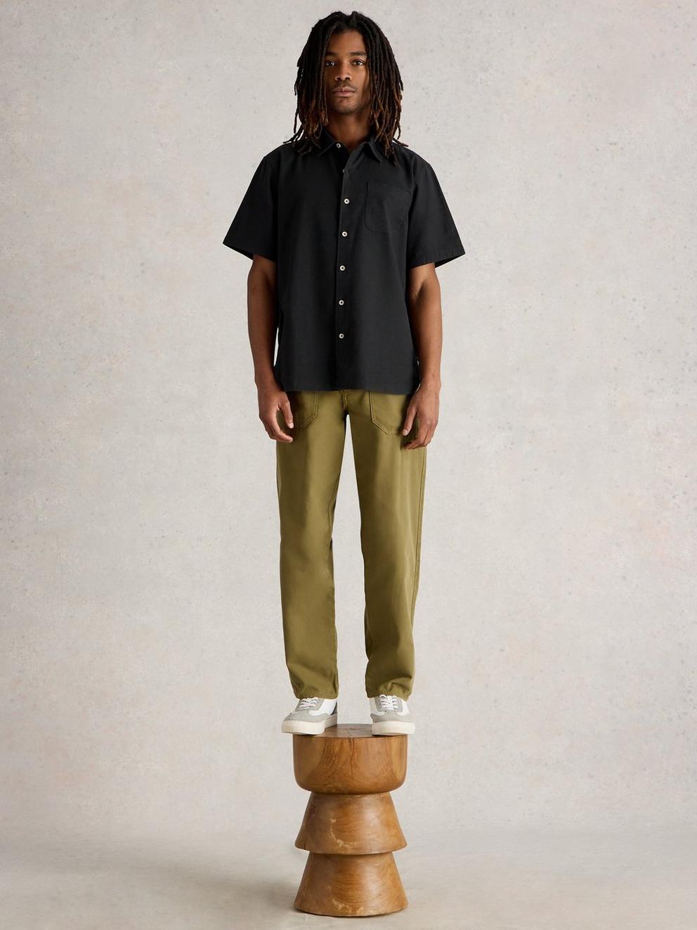 Ely Linen Cotton SS Shirt in PURE BLK - LIFESTYLE