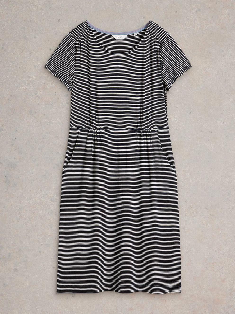 Tallie Jersey Midi Dress in BLK MLT - FLAT FRONT