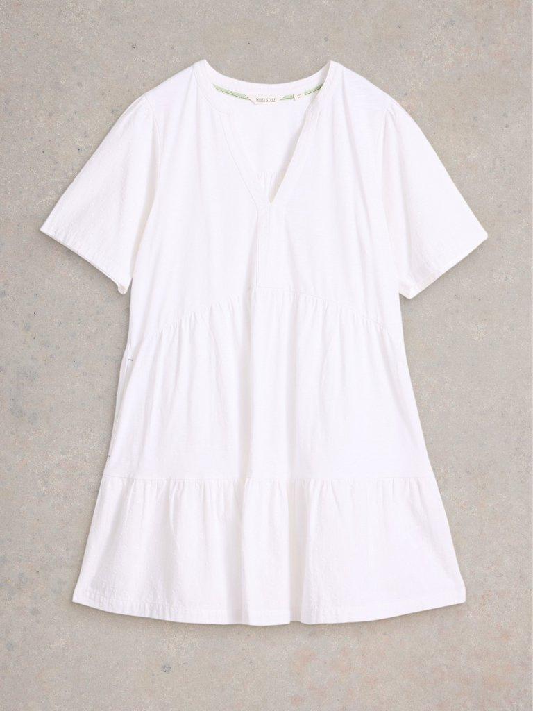MARIA MIX V NECK TUNIC in BRIL WHITE - FLAT FRONT