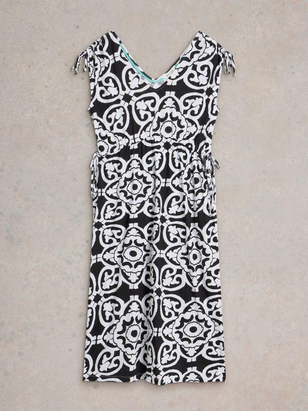 Freya Channel Beach Dress in BLK MLT - FLAT FRONT