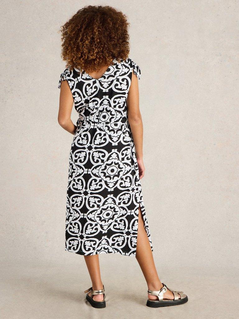 Freya Channel Beach Dress in BLK MLT - MODEL BACK