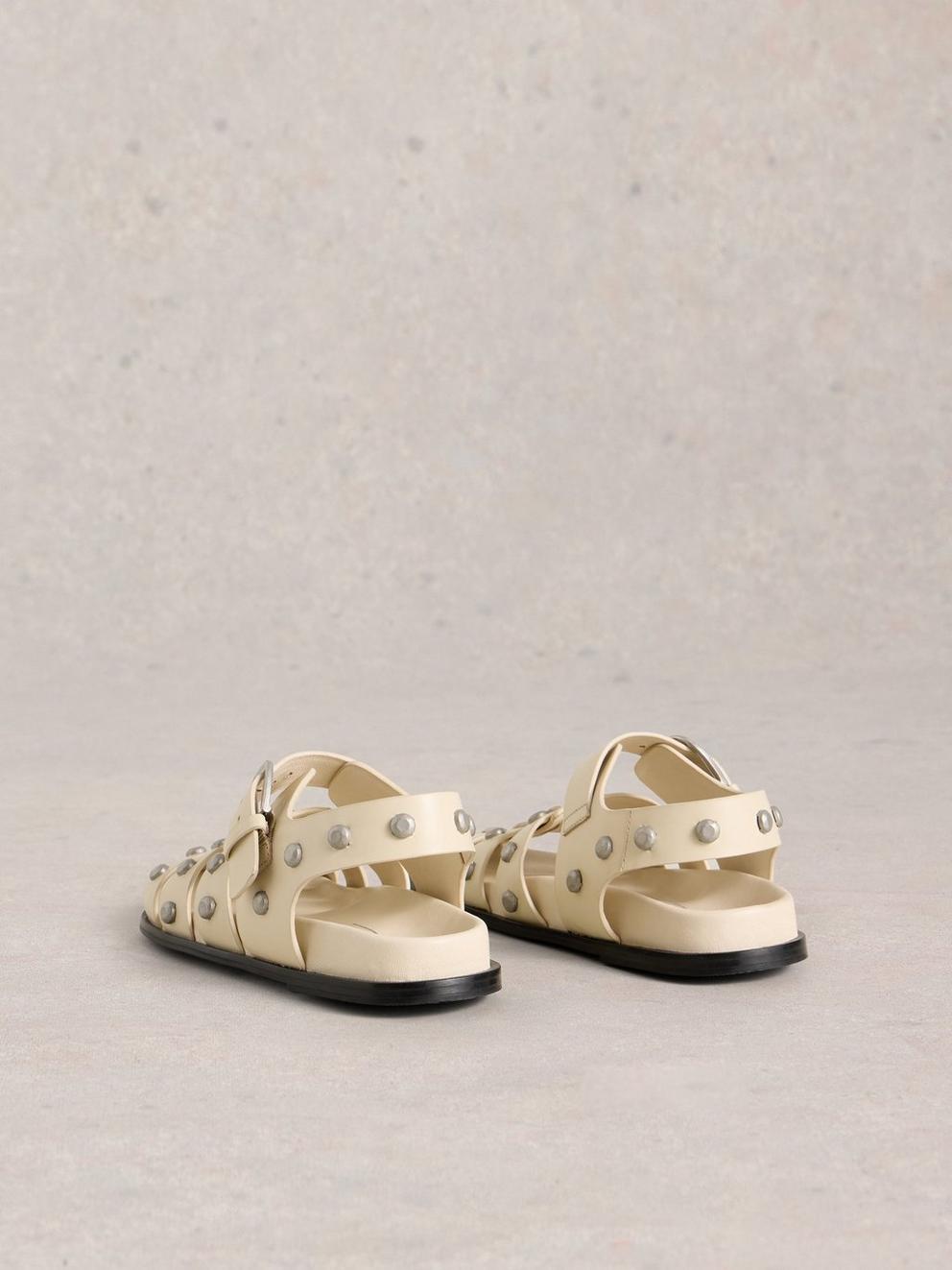 Helena Studded Fisherman in PALE IVORY - FLAT BACK