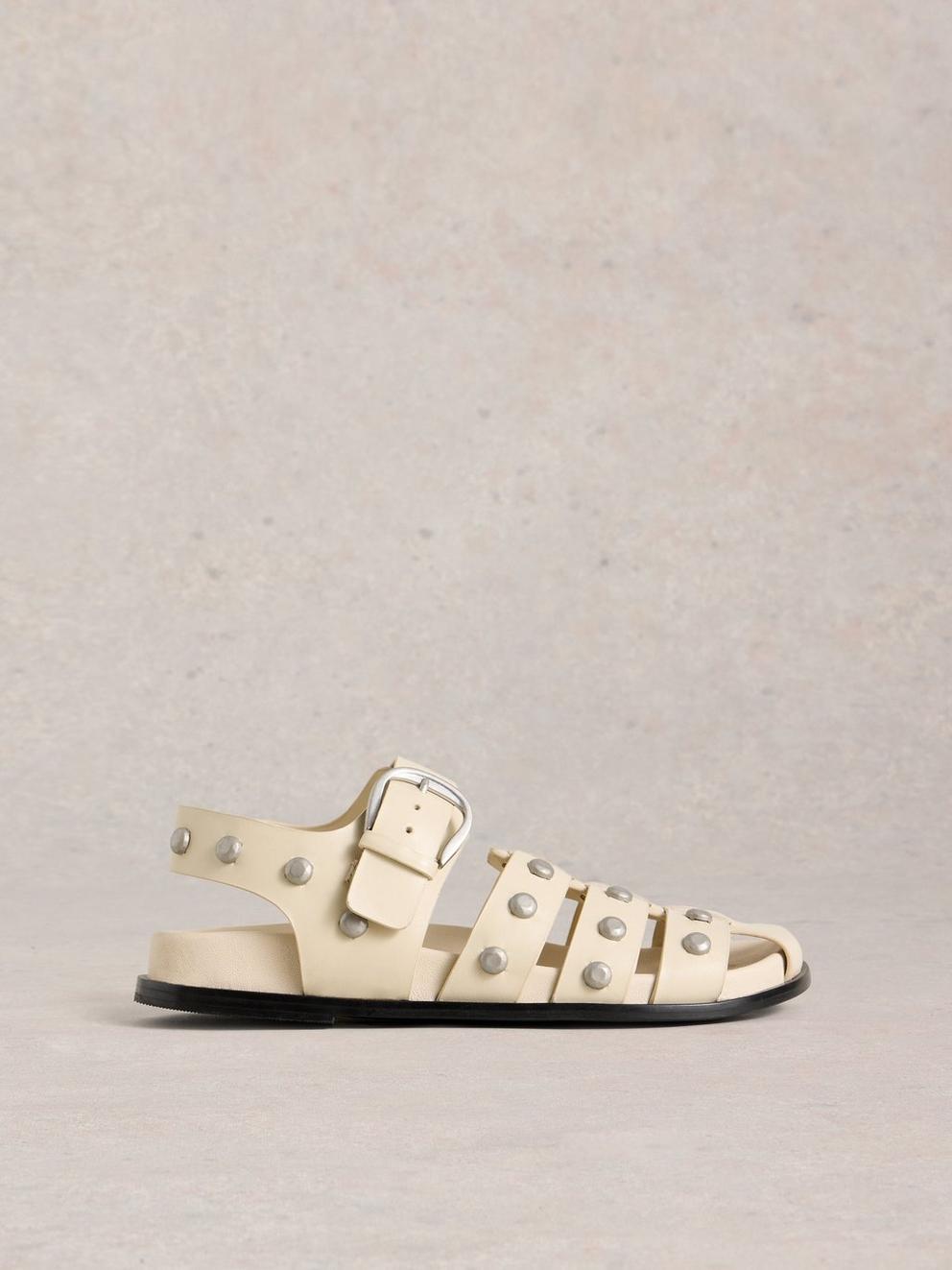 Helena Studded Fisherman in PALE IVORY - LIFESTYLE