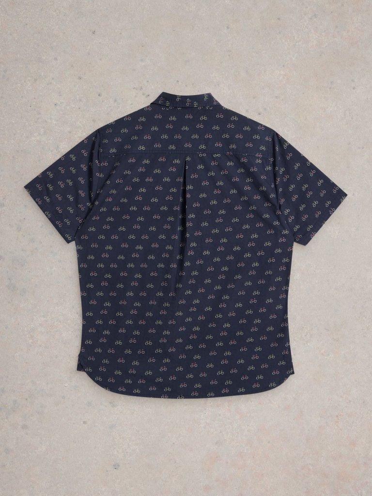 Finsbury Bike Printed Shirt in NAVY PR - FLAT BACK