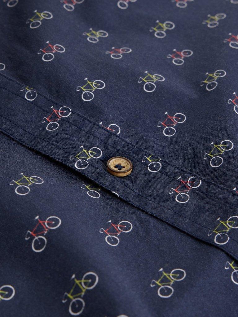 Finsbury Bike Printed Shirt in NAVY PR - FLAT DETAIL