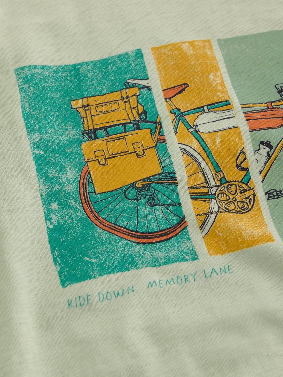 Abersoch Bike Graphic Tee in GREEN PR - FLAT DETAIL
