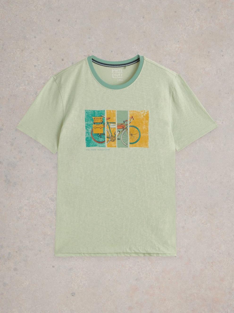 Abersoch Bike Graphic Tee in GREEN PR - FLAT FRONT