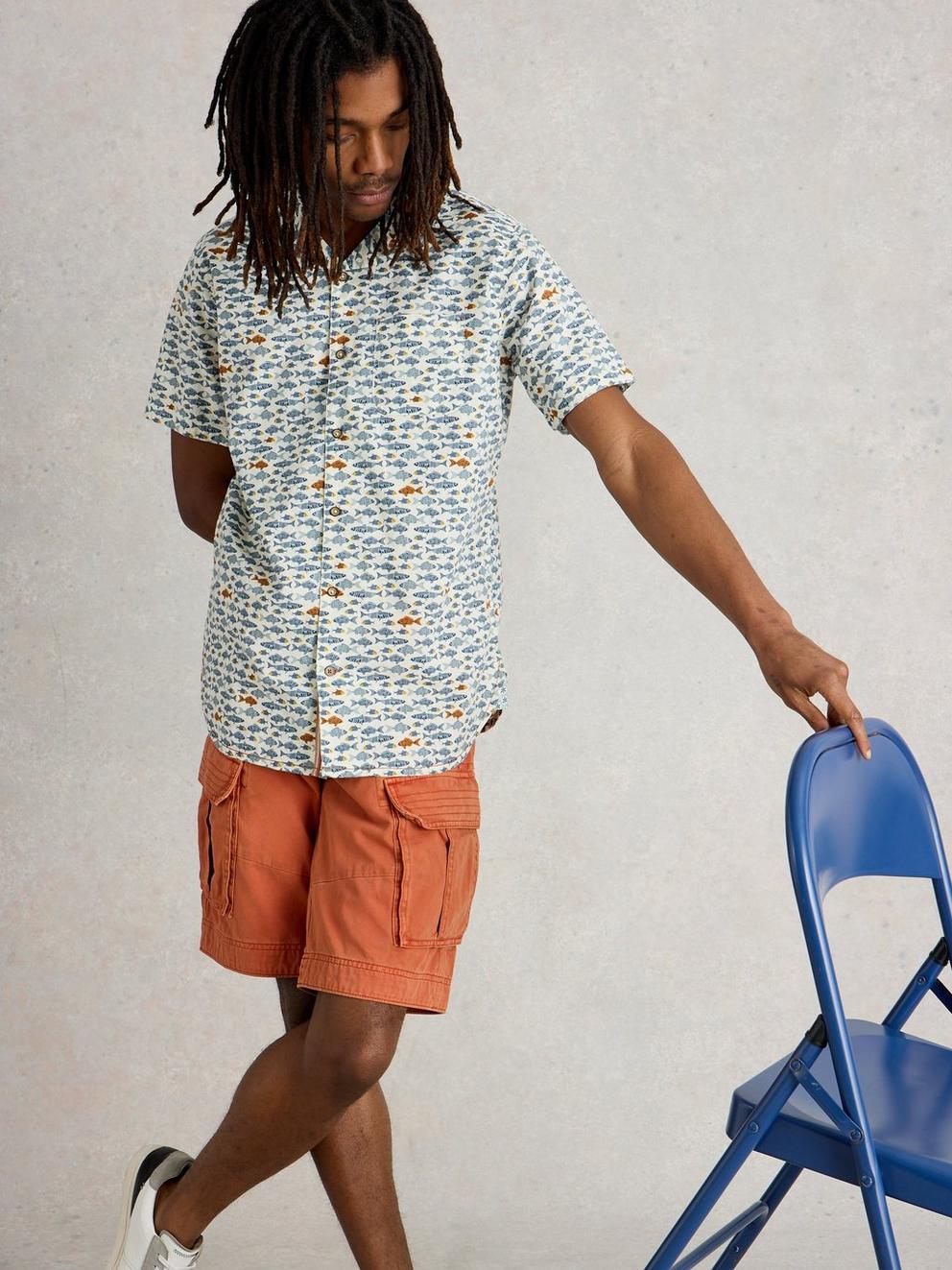 Hayle Fish Printed Shirt in WHITE PR - LIFESTYLE