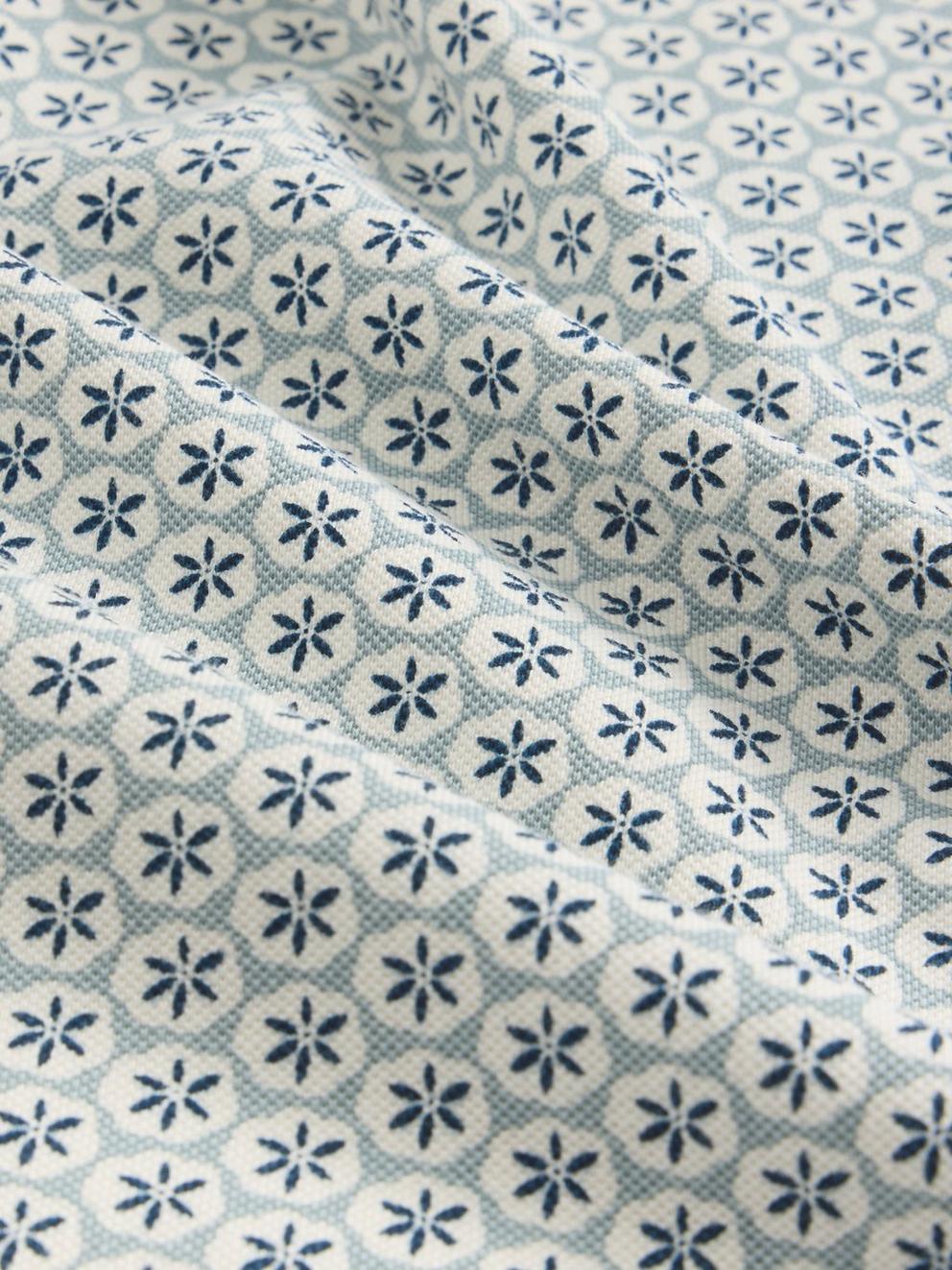 Geo Printed Polo in BLUE PR - FLAT DETAIL