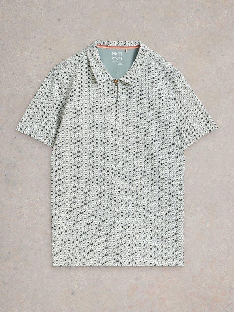 Geo Printed Polo in BLUE PR - FLAT FRONT