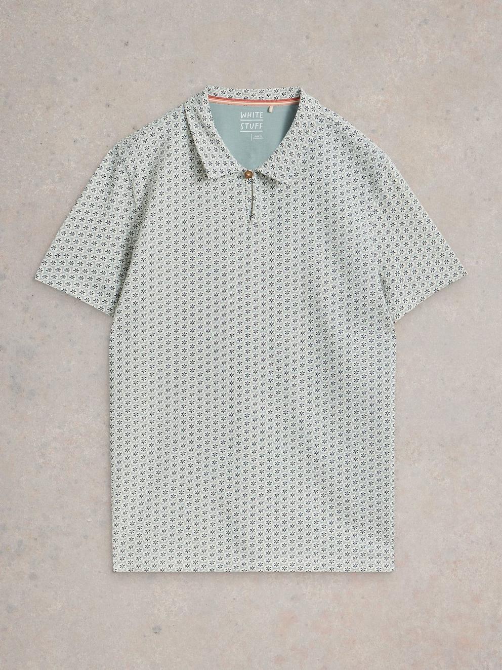 Geo Printed Polo in BLUE PR - FLAT FRONT