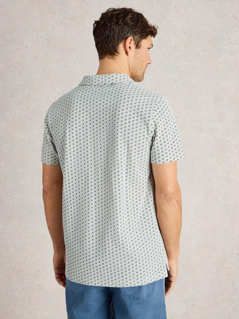 Geo Printed Polo in BLUE PR - MODEL BACK