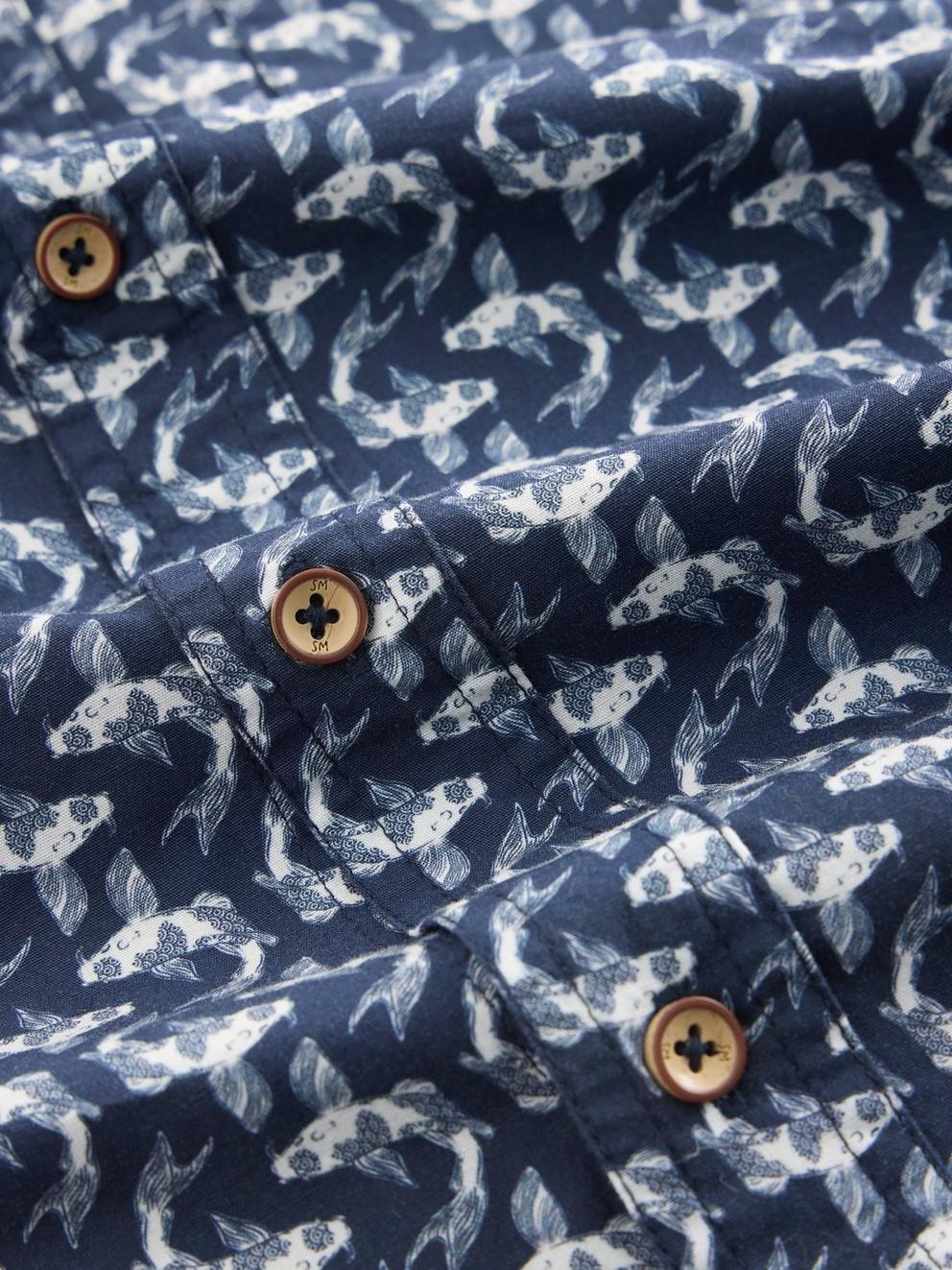 Finsbury Koi Printed Shirt in NAVY PR - FLAT DETAIL