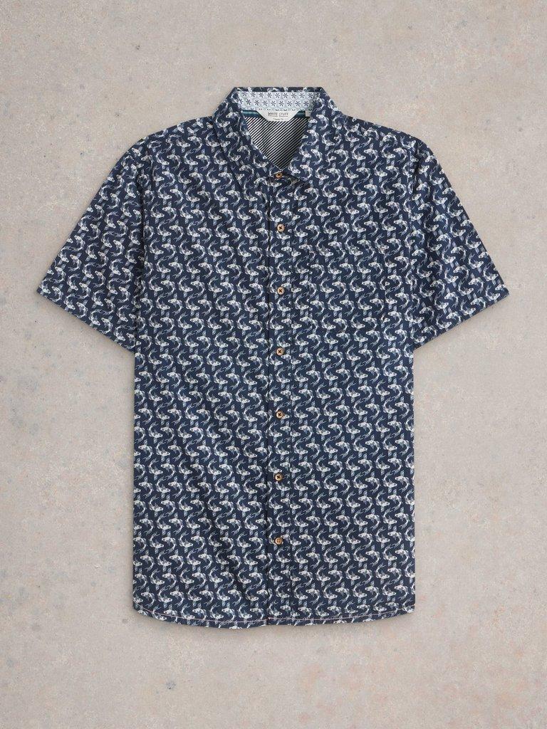 Finsbury Koi Printed Shirt in NAVY PR - FLAT FRONT