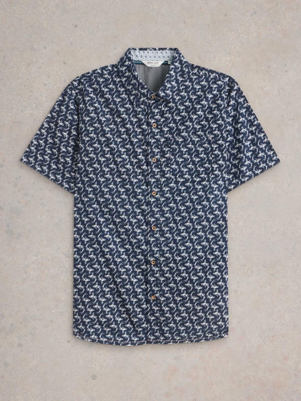 Finsbury Koi Printed Shirt in NAVY PR - FLAT FRONT