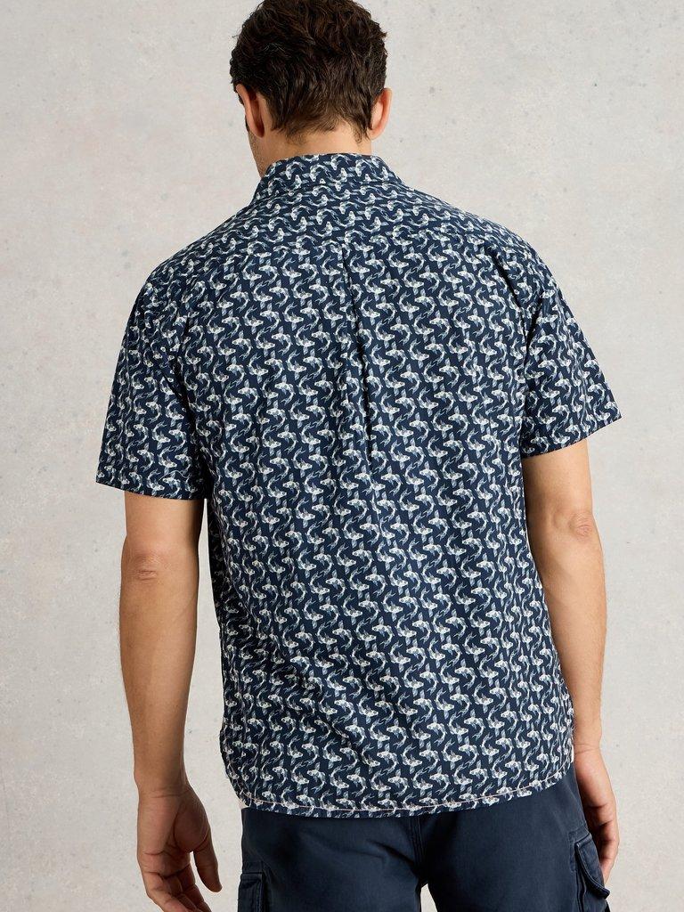 Finsbury Koi Printed Shirt in NAVY PR - MODEL BACK