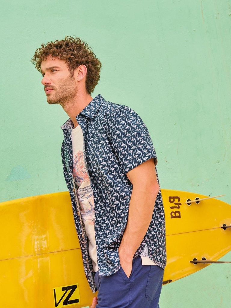 Finsbury Koi Printed Shirt in NAVY PR - MIXED