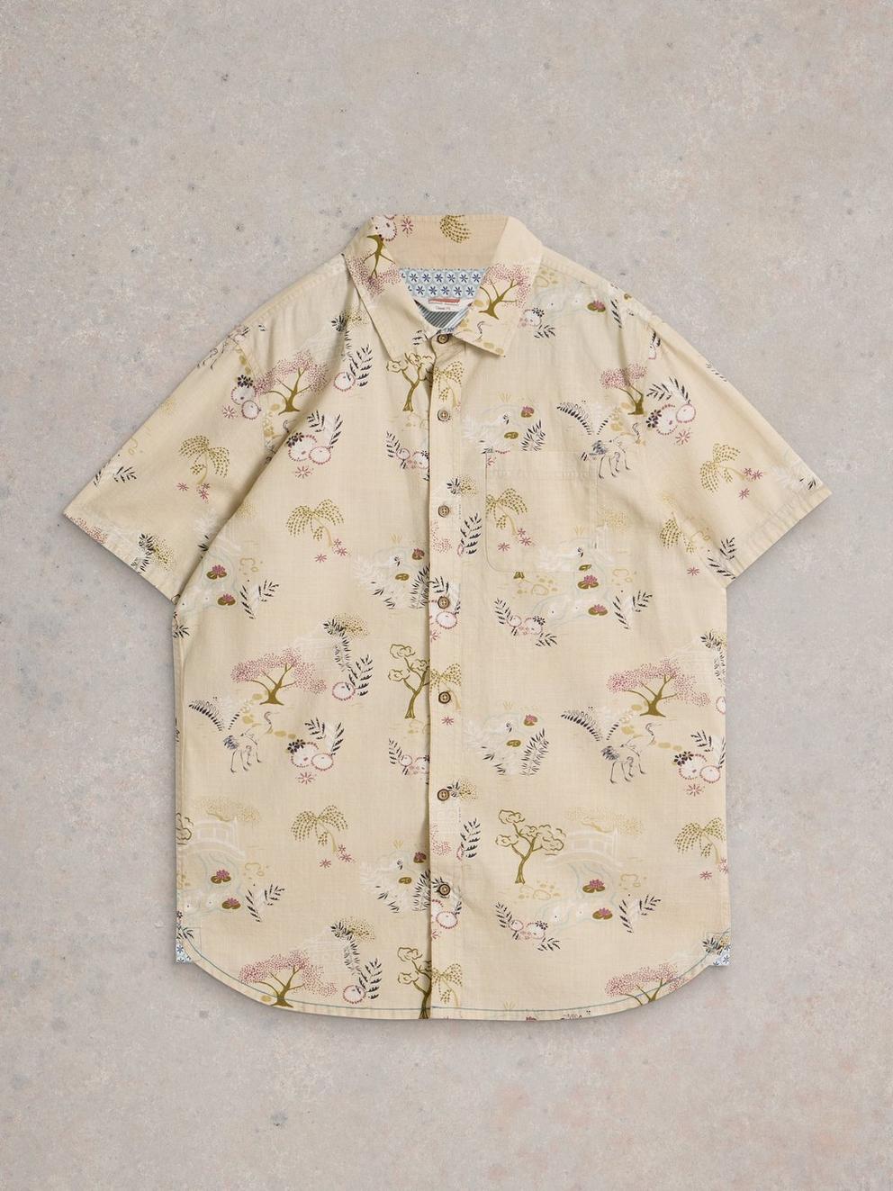 Finsbury Kyoto Printed Shirt in NAT PR - FLAT FRONT