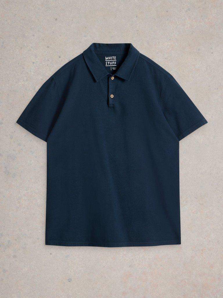 Anderby Woven Polo in DARK NAVY - FLAT FRONT