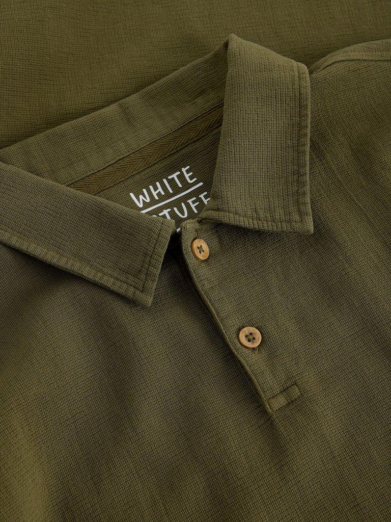 Anderby Woven Polo in KHAKI GRN - FLAT DETAIL