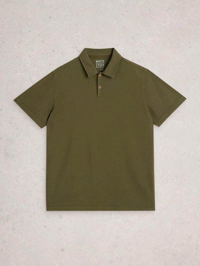 Anderby Woven Polo in KHAKI GRN - FLAT FRONT