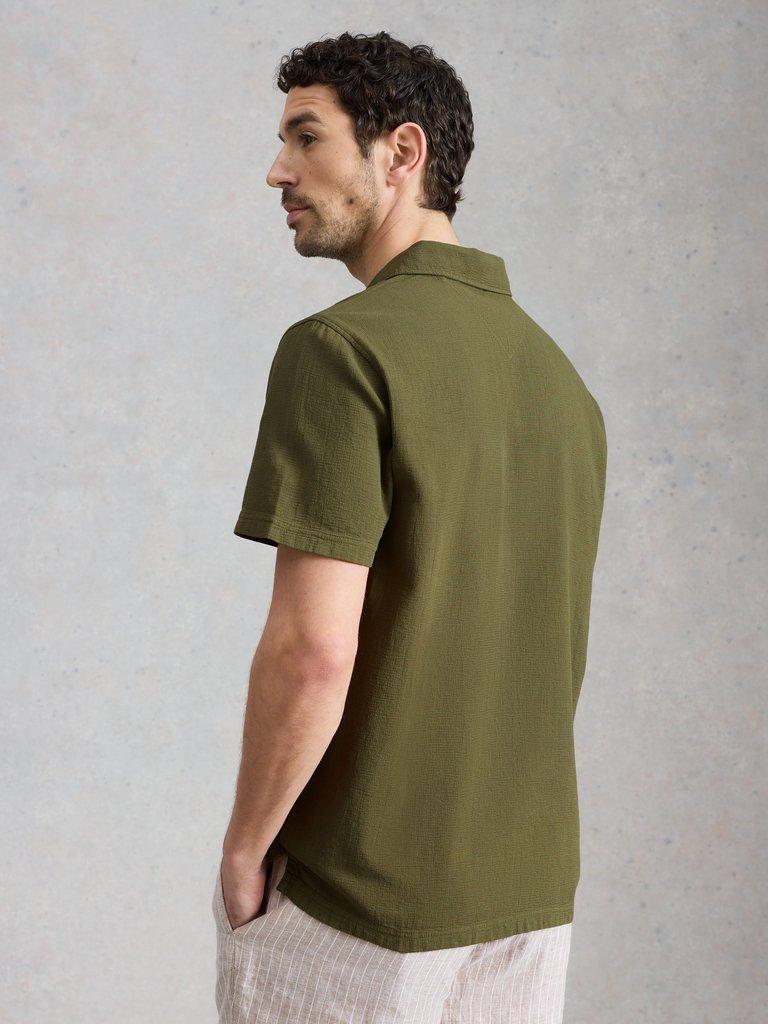 Anderby Woven Polo in KHAKI GRN - MODEL BACK