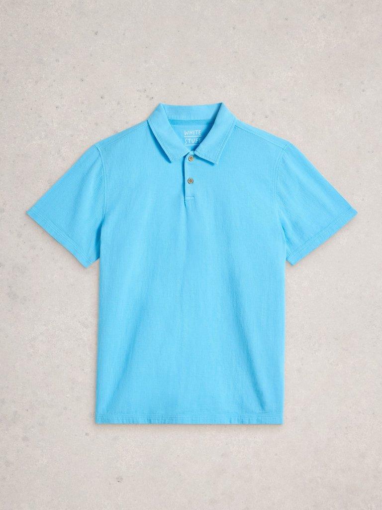 Anderby Woven Polo in MID BLUE - FLAT FRONT