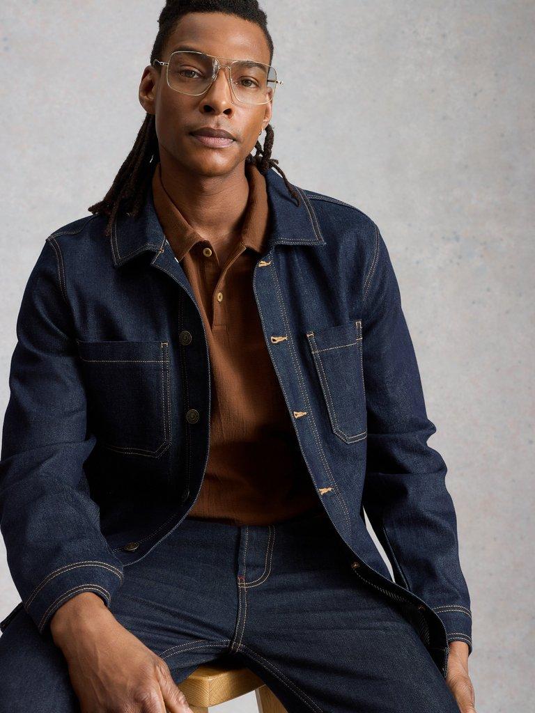 Anderby Woven Polo in MID BROWN - LIFESTYLE