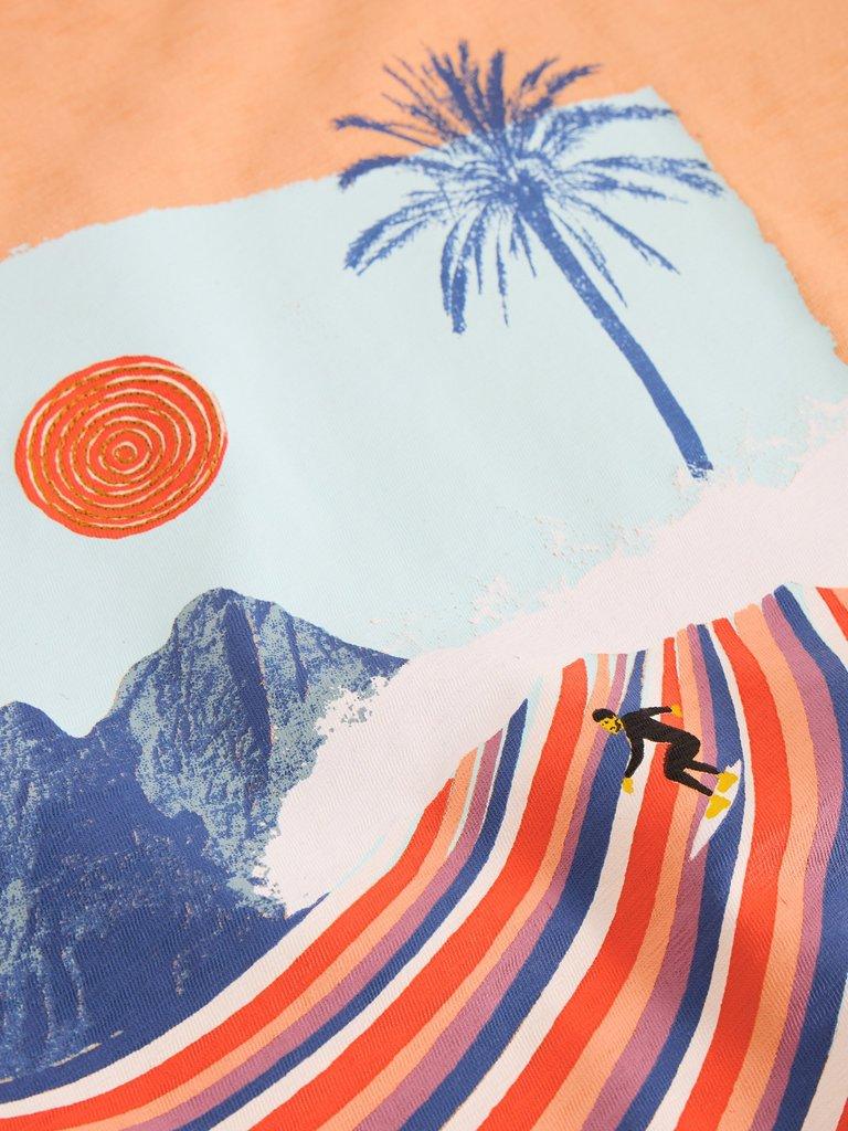 Abersoch Surfs Up Graphic Tee in PINK PR - FLAT DETAIL