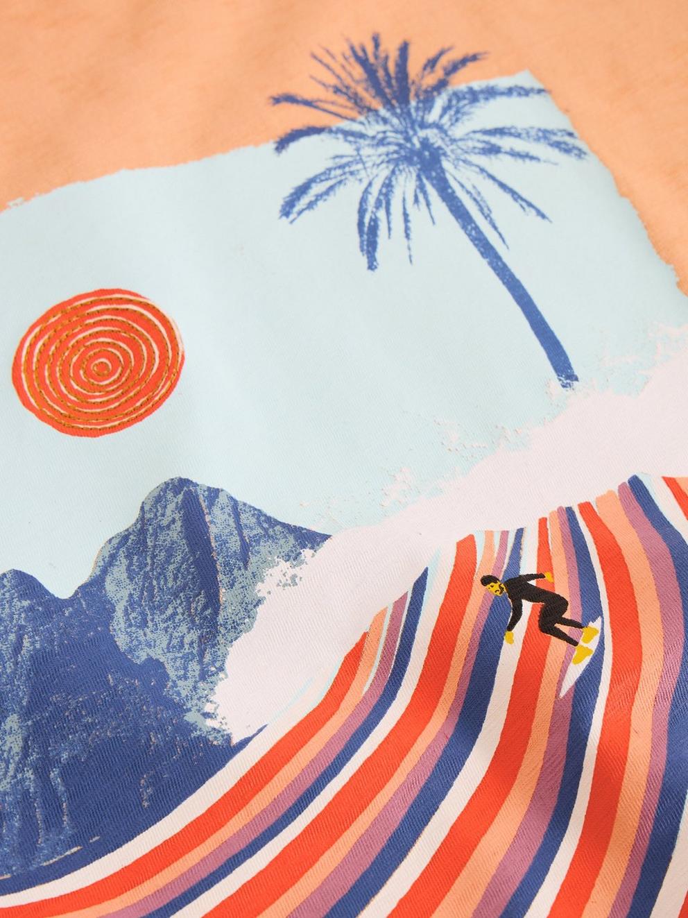 Abersoch Surfs Up Graphic Tee in PINK PR - FLAT DETAIL