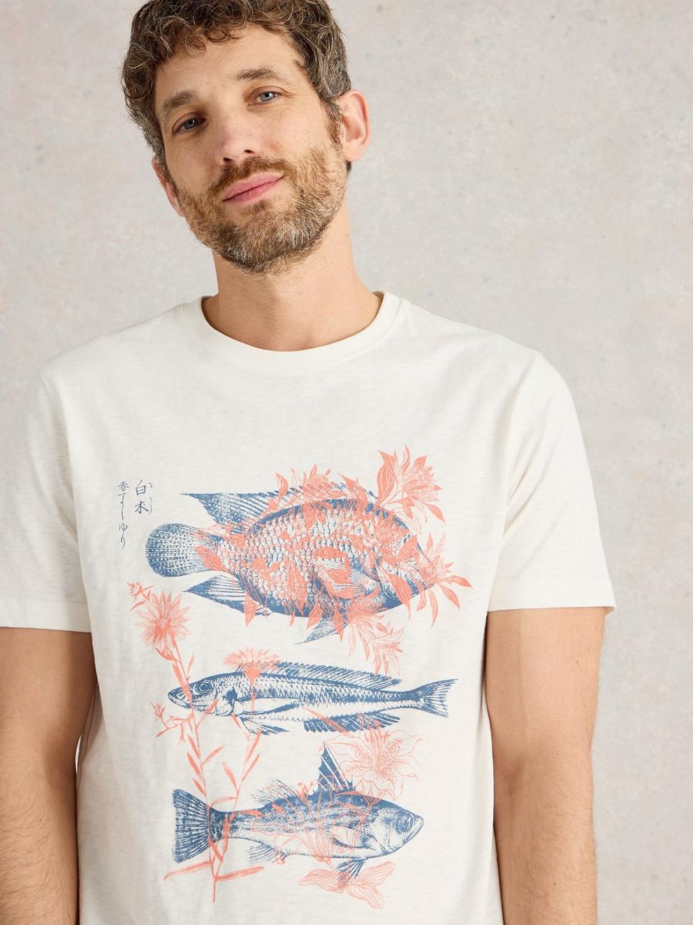 Abersoch Fishes Graphic SS Tee in WHITE PR - LIFESTYLE