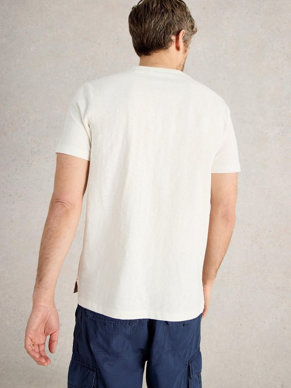 Abersoch Fishes Graphic SS Tee in WHITE PR - MODEL BACK
