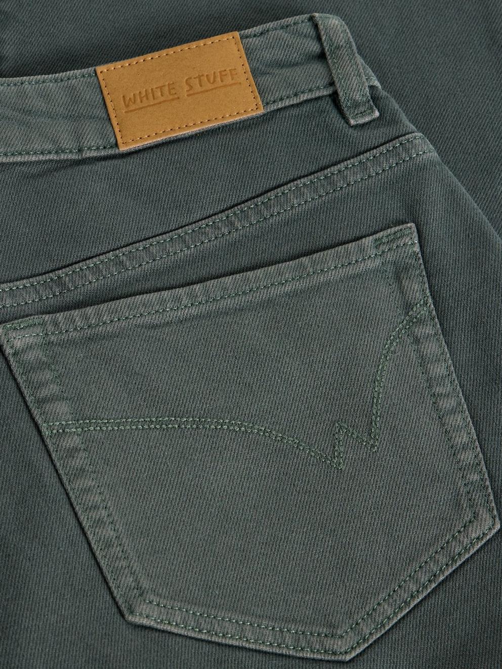 Tilly Tapered Ankle Length Jean in MID GREEN - FLAT DETAIL