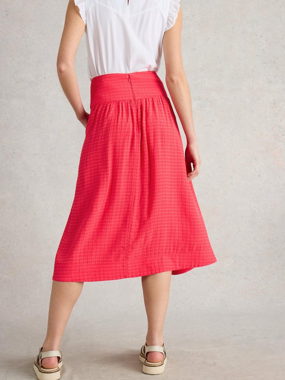Charlotte Skirt Midi in DK PINK - MODEL BACK