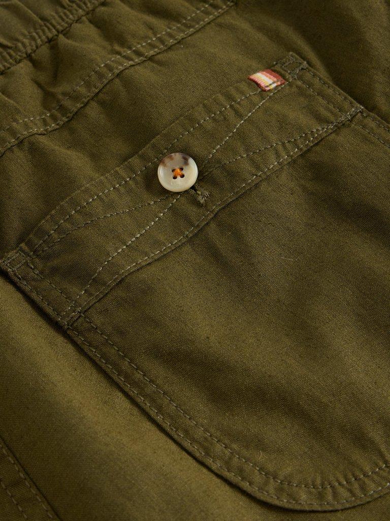 Drawstring Linen Blend Trouser in KHAKI GRN - FLAT DETAIL